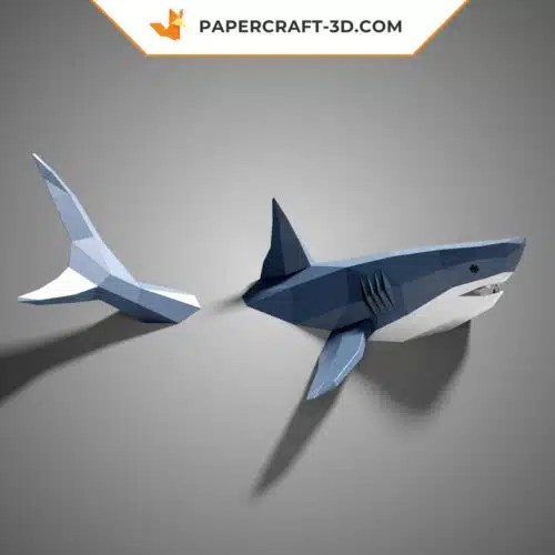 Papercraft requin mural en origami papier 3D
