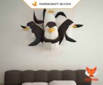 Papercraft pinguins do filme Madagascar em origami 3D