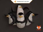 Papercraft pinguins do filme Madagascar em origami 3D