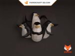 Papercraft pinguins do filme Madagascar em origami 3D