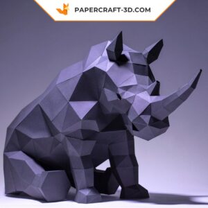 Papercraft Rhinocéros en origami papier 3D à télécharger