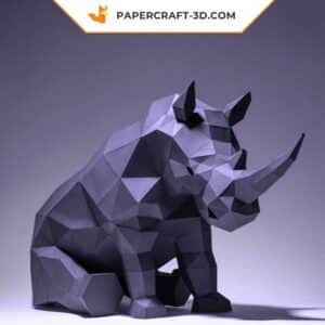 Papercraft Rhinocéros en origami papier 3D à télécharger