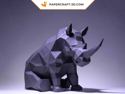 Papercraft Rhinocéros en origami papier 3D à télécharger