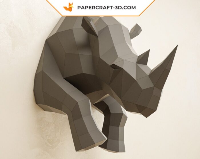 Papercraft Rhinocéros en origami papier 3D pour décoration intérieure