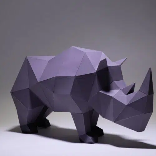 Papercraft Rhinocéros origami papier 3D