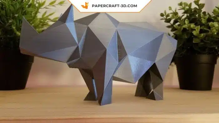 Papercraft Rhinocéros origami papier 3D