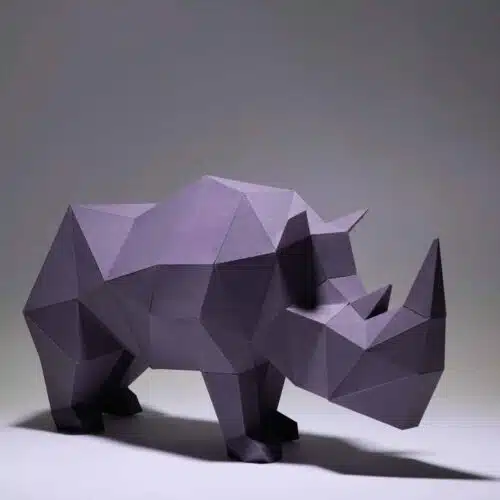 Papercraft Rhinocéros origami papier 3D