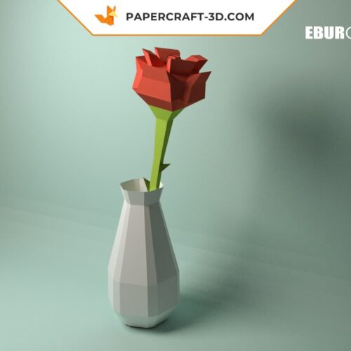 Papercraft rose en origami papier 3D à construire soi-même pour décoration murale