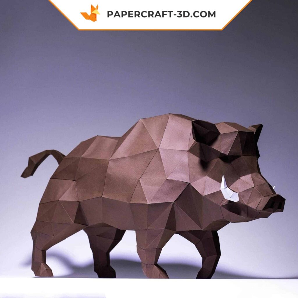 Papercraft sanglier en origami 3D