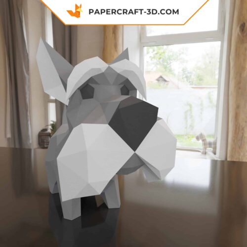 Papercraft Schnauzer chien en origami papier 3D