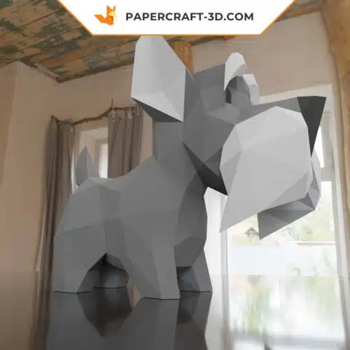 Papercraft Schnauzer chien en origami papier 3D