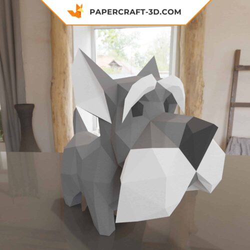 Papercraft schnauzer im 3D-Origami