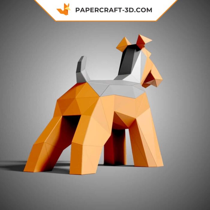 Papercraft Schnauzer en origami papier 3D à imprimer