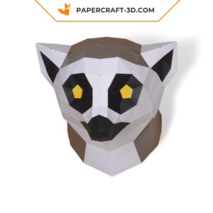 Papercraft sculpture de lémur en papier 3D, modèle PDF imprimable