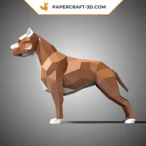 Papercraft sculpture de Pit Bull en origami papier 3D