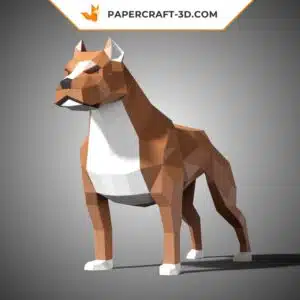 Papercraft sculpture de Pit Bull en origami papier 3D