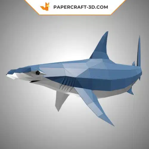 Papercraft sculpture de requin marteau en papier 3D, modèle PDF imprimable