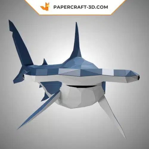 Papercraft sculpture de requin marteau en papier 3D, modèle PDF imprimable