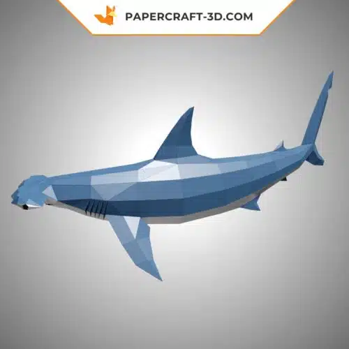 Papercraft sculpture de requin marteau en papier 3D, modèle PDF imprimable