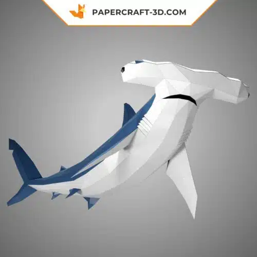 Papercraft de tubarão-martelo em origami 3D