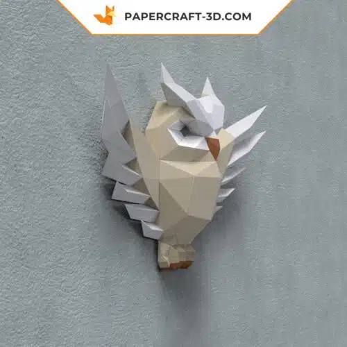 Papercraft sculpture en relief d’une chouette en origami papier 3D