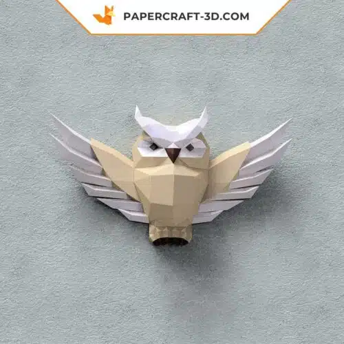 Papercraft sculpture en relief d’une chouette en origami papier 3D