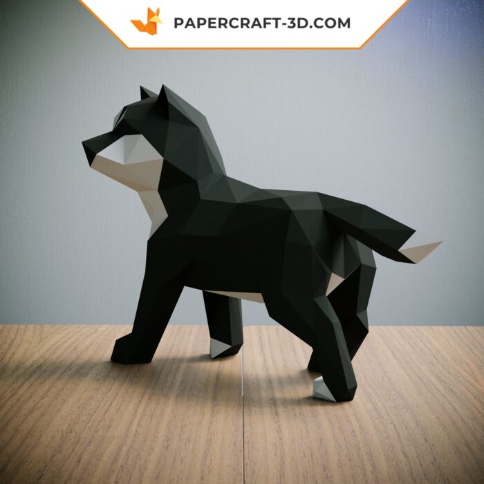 Papercraft Shiba INU kit d’origami 3D abstrait en basse polygone pour décoration d’intérieur