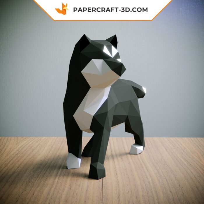 Papercraft Shiba INU kit d’origami 3D abstrait en basse polygone pour décoration d’intérieur