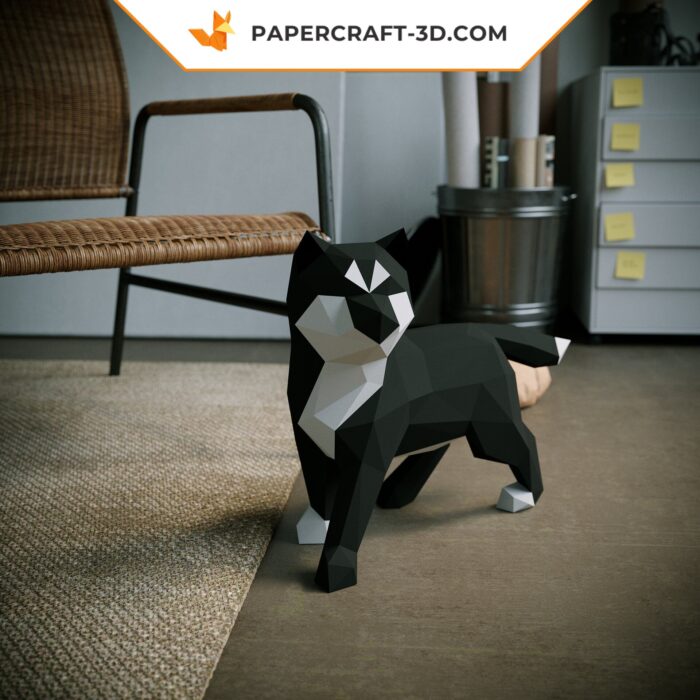 Papercraft Shiba INU kit d’origami 3D abstrait en basse polygone pour décoration d’intérieur