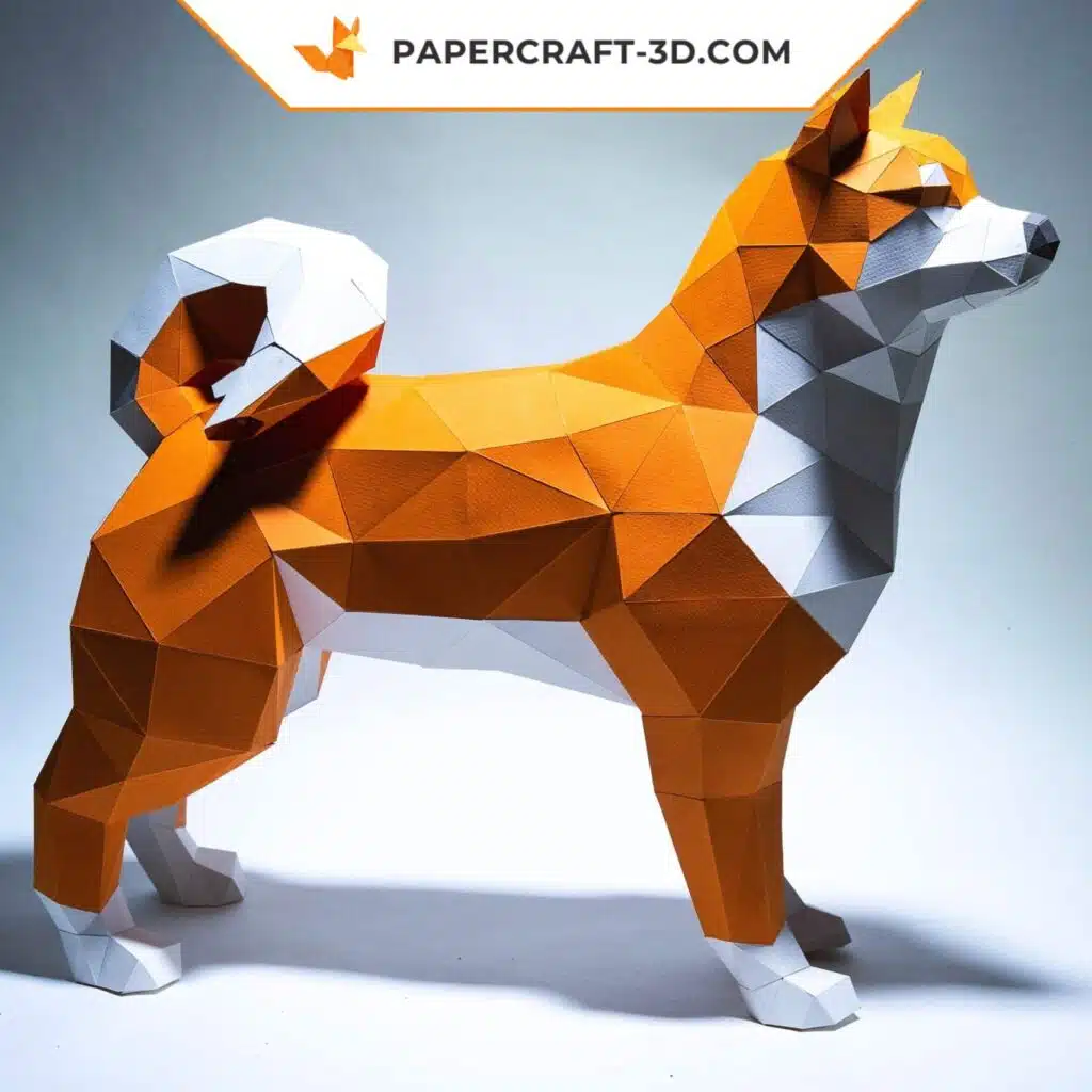 Papercraft Shiba Inu en origami 3D