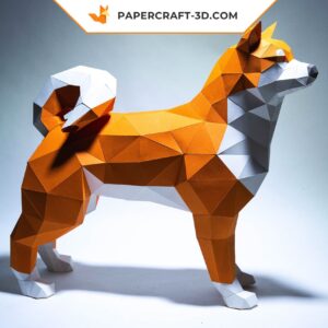 Papercraft Shiba Inu origami papier 3D à télécharger en PDF