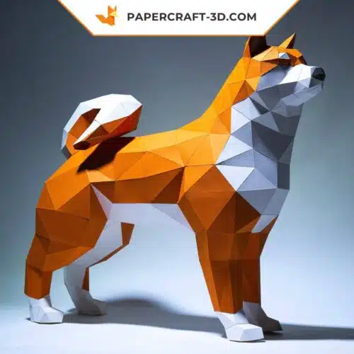 Papercraft Shiba Inu em origami 3D