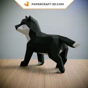 Papercraft Shiba Inu origami papier 3D pour décoration intérieure