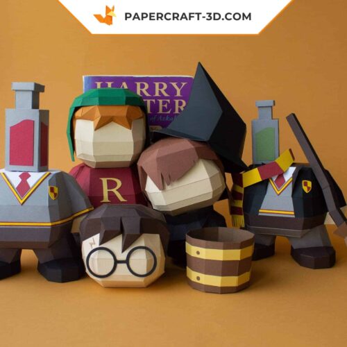 Papercraft sorcier 3 en 1 DiY PDF modèle + fichiers SVG, décoration de fête origami papier 3D