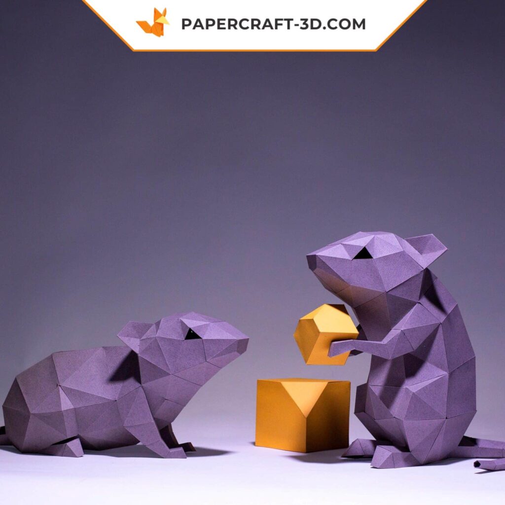 Papercraft de souris en origami 3D