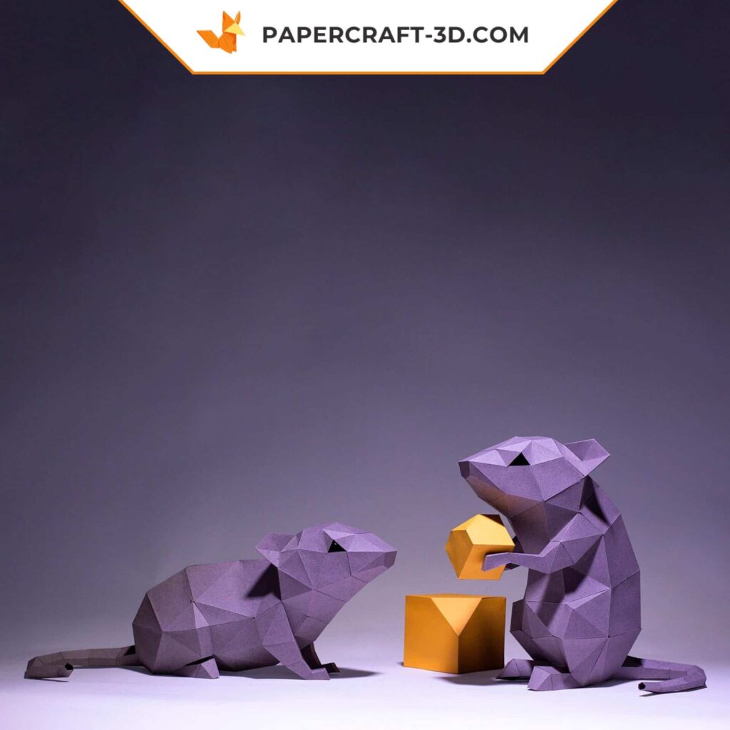 Papercraft de souris en origami 3D
