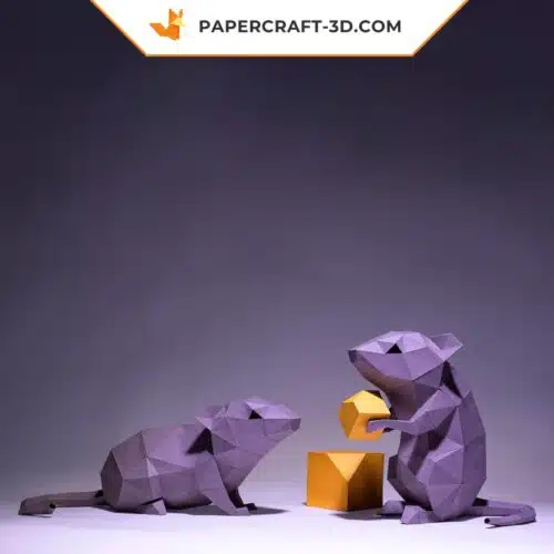 Papercraft Souris en origami papier 3D à télécharger