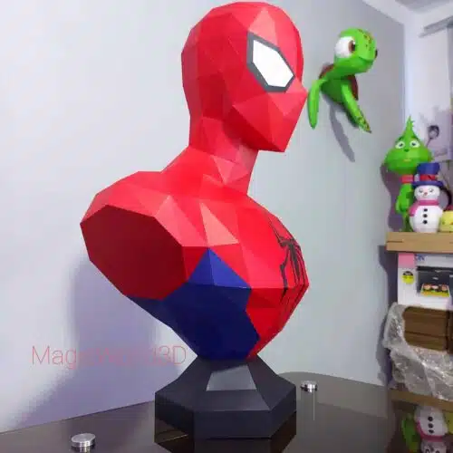 Papercraft Spiderman origami papier 3D en buste polygonal
