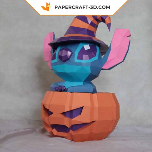 Papercraft Stitch Halloween en origami papier 3D PDF DIY pepakura modèle basse polygone