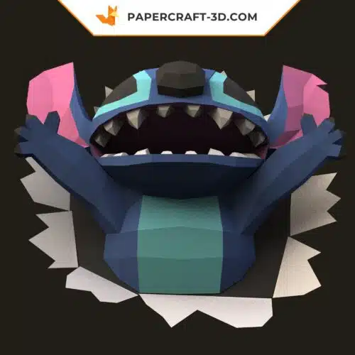 Papercraft Stitch mural en origami papier 3D DIY Pepakura