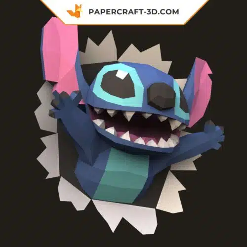 Papercraft Stitch parede origami 3D