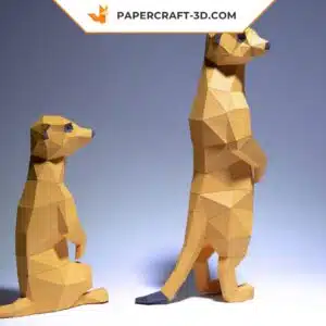 Papercraft suricates en origami papier 3D à télécharger