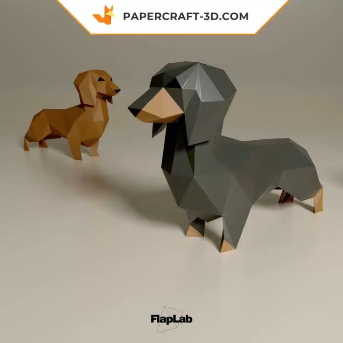 Papercraft Teckel origami papier 3D