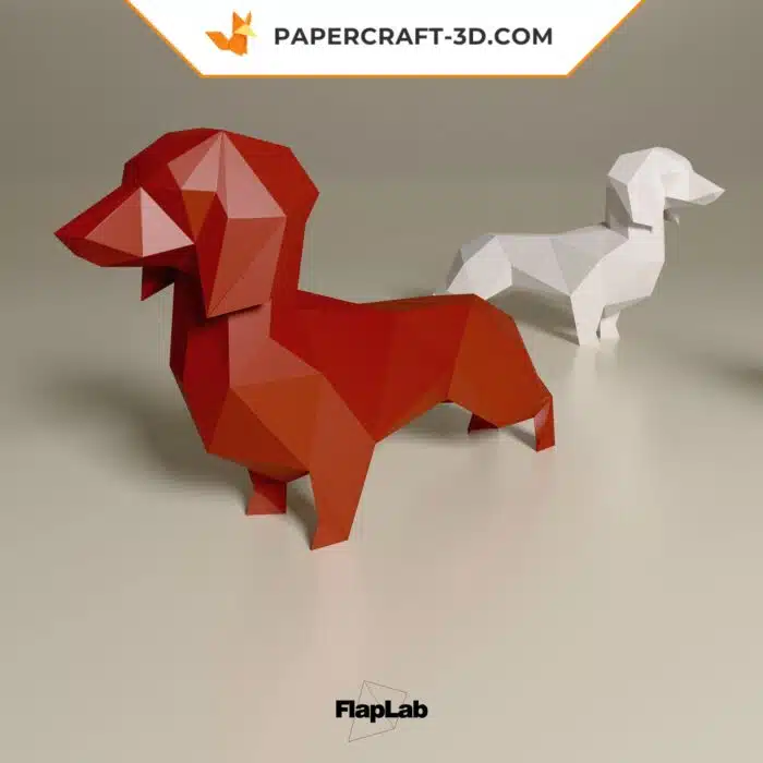 Papercraft Teckel origami papier 3D