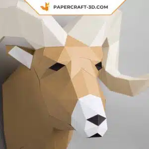 Papercraft tête de bélier origami papier 3D