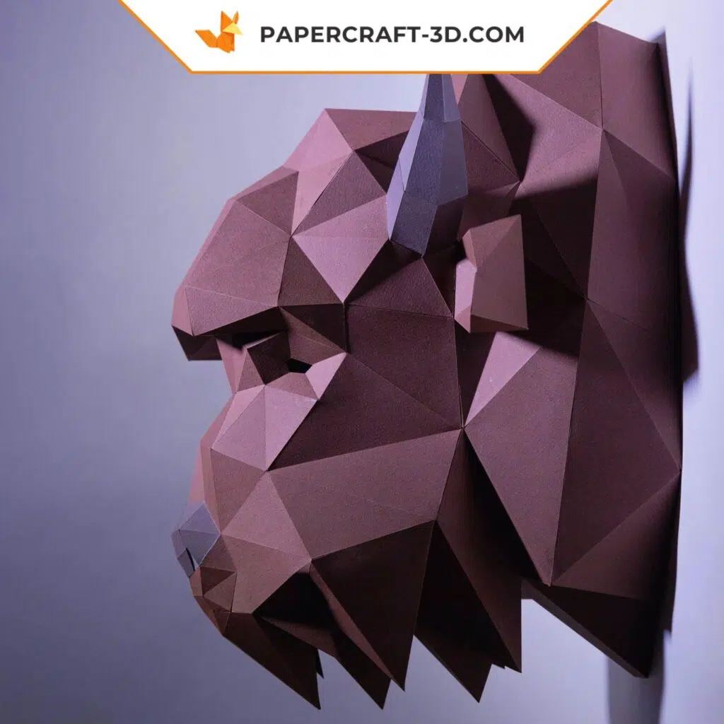 Papercraft tête de bison en origami 3D
