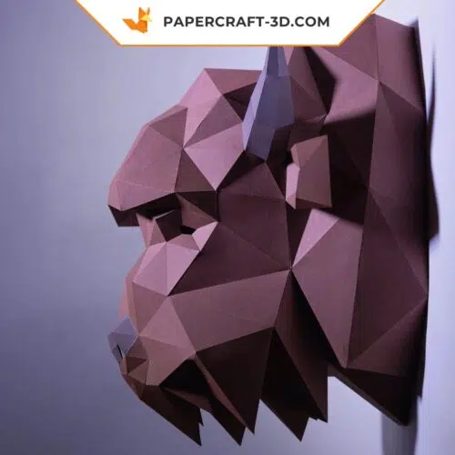 Papercraft cabeza de bisonte en origami 3D