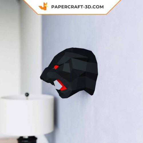Papercraft cabeça de pantera negra em origami 3D