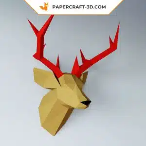 Papercraft tête de cerf origami en papier 3D