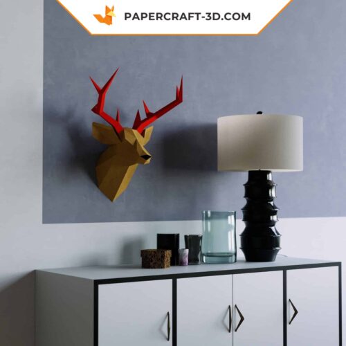 Papercraft tête de cerf origami en papier 3D